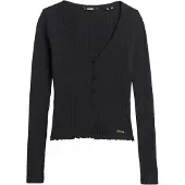 Superdry Femme Top à Manches Longues et Boutons Essential Bleu Marine Taille: 44