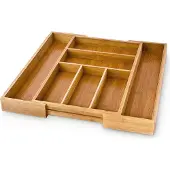 Relaxdays 10016742 range-tiroir extensible bambou 46 x 48 x 5 cm