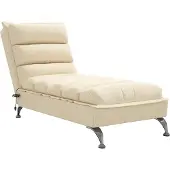 vidaXL Chaise longue de massage avec coussin Crème Tissu