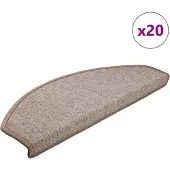 vidaXL Tapis d'escalier 20 pièces 65 x 24 x 4 cm Marron clair Demi-rond Grand