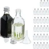 Relaxdays Flaschen Set, Bocal de conservation, Transparent, Argent