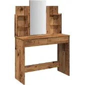 vidaXL Coiffeuse avec miroir imitation vieux bois 96x39x142 cm
