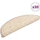 vidaXL Tapis d'escalier 30 pièces 56 x 17 x 3 cm Crème Demi-rond