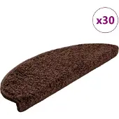 vidaXL Tapis d'escalier 30 pièces 65 x 21 x 4 cm Marron Demi-rond Grand
