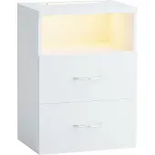 Casaria Table de chevet Jamie Blanc avec éclairage