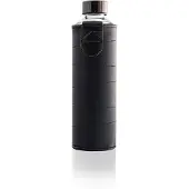 EQUA Mismatch bouteille d'eau en verre + couverture en simili cuir teinte/couleur Graphite 1 pcs