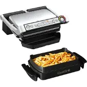 Tefal OptiGrill + GC714D OptiGrill+ Snacking&Baking GC714D, Acier inoxydable, Rectangulaire, 600 cm², Aluminium, Thermoplastique, Prêt à cuire, Température