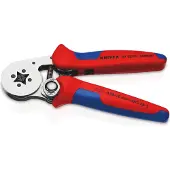 Knipex 97 55 04 Pince à sertir autoréglable pour embouts de câbles avec introduction latérale avec gaines multicomposants chromée 180 mm