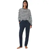 Marc O'Polo Pyjama 'Mix & Match' bleu foncé / blanc