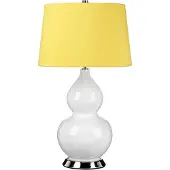 Elstead Lighting Lampe de table en céramique Isla jaune et blanche, 1xE27x60W, céramique / plâtre, dimensions : 64x36x36 cm, IP20, Elstead
