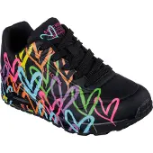 SKECHERS Baskets basses 'Uno-Highlight Love' vert clair / orange / rose clair / noir