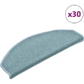 vidaXL Tapis d'escalier 30 pièces 65 x 24 x 4 cm Bleu mer Demi-rond Grand
