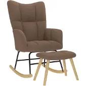 vidaXL Chaise à bascule avec repose-pied Marron Tissu