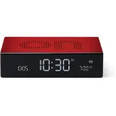 Lexon Réveil Flip Premium, réversible, rechargeable, écran LCD, électroluminescent, aluminium (rouge) Petite taille