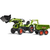 Falk Tracteur à pédales Claas Axos 330 avec pelleteuse et remorque – 3 à 7 ans