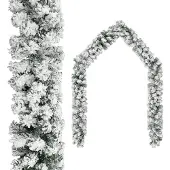 vidaXL Guirlande de Noël avec neige floquée Vert 20 m PVC