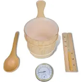 vidaXL Accessoires sauna 5 pcs Seau Cuillère Sablier Thermo-hygromètre