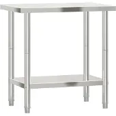 vidaXL Table de travail de cuisine 82,5x55x85 cm acier inoxydable