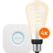 Philips Hue Filament White Ambiance Edison XL Lot de 4 + Bridge