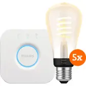 Philips Hue Filament White Ambiance Edison Lot de 5 + Bridge