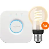 Philips Hue Filament White Ambiance Standard Lot de 4 + Bridge