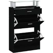 vidaXL Armoire à chaussures Noir 63x24x104 cm Bois d'ingénierie