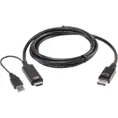 Aten HDMI/USB A – DisplayPort (1.80 m), Câble vidéo, Noir