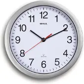MAUL Horloge murale MAULrun Ø 25.2 x 5 cm radiocommandée plastique 1 x AA (1.5 V) argenté