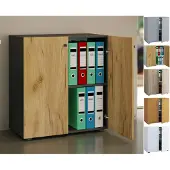 Hioshop Armoire de bureau Livres Dossiers Meuble de bureau Armoire Lona 2 portes battantes Armoire de bureau Livres Dossiers Meuble de bureau Armoire Lona 2 portes battantes