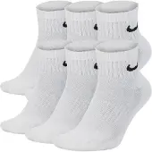 Nike Everyday + Cushioned Ankle 6 Pack Unisexe - Chaussettes, Blanc - Taille 42 - 46 - Coton