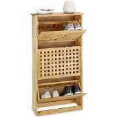 Relaxdays Meuble À Chaussures Haut En Bois Noyer