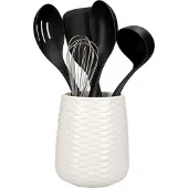 KitchenAid Set de 6 Ustensiles Résistants à la Chaleur avec Porte-Ustensiles
