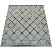 Paco Home Tapis plat d'intérieur et d'extérieur à rayures géométriques et motif losanges, couleur blanche, dimensions 80 x 150 cm