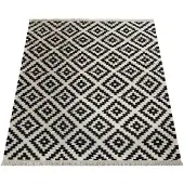 Paco Home Tapis moderne à motifs marocains tissé à la main Skandi losanges franges noir blanc dimensions 120x170 cm