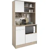 Parisot Vaisselier Lydia 100cm, 3 portes & 1 tiroir - blanc/décor de chêne