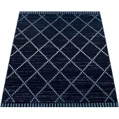 Paco Home Tapis plat d'intérieur et d'extérieur, motif ethnique géométrique, design scandinave, bleu et blanc, dimensions 80 x 150 cm