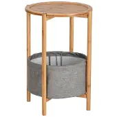 Wenko Table d'appoint Bahari avec panier, en bambou - Gris