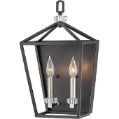 Quintiesse Applique murale Stinson, noir et nickel poli, 2xE14x60W, métal, dimensions : 43,1 x 25,4 x 17,2 cm, IP20, Quintiesse
