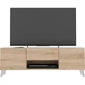 FMD - Meuble TV 2 portes 1 tiroir Brighton 2 - L140 cm x 46,5 cm