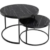 En.casa Set de 2 tables basses 'Skagen' en marbre, noir