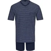 Ammann Pyjama court ' Jeans Ringel ' bleu / bleu foncé / noir