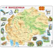 Larsen Puzzle Puzzle Cadre - Carte de la Macédoine - 51 à 99 pièces