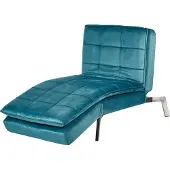 Beliani Chaise Longue En Velours Bleu Sarcelle Loiret