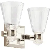 Quintiesse Kayva LED Applique murale double nickel poli transparent à facettes IP44 (1250 lm)