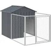 vidaXL Niche pour chiens avec enclos Anthracite 117x201x123cm Acier galvanisé