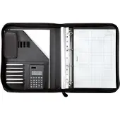 Juscha Organisateur à anneaux Riccione , format A4, similicuir FINEtouch, avec calculatrice, noir
