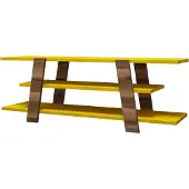Skye Decor , Flower - Walnut, Yellow, Table de télévision, noyer, 100 % PANNEAUX DE SPANCE REVÊTUES DE MÉLAMINE, 120 x 33,6 x 42 cm