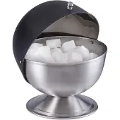 Relaxdays Sucrier, Acier Inoxydable, Boîte À Sucre En Morceaux Avec Couvercle, Bonbons, Hxd : 15,5 X 14 Cm, Noir/Argenté -