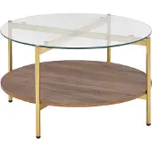 Beliani Table Basse Métal Plaqué En Bois Doré Lovell