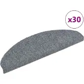 vidaXL Tapis d'escalier autocollants 30 pièces 65 x 21 x 4 cm Gris clair Demi-rond Grand